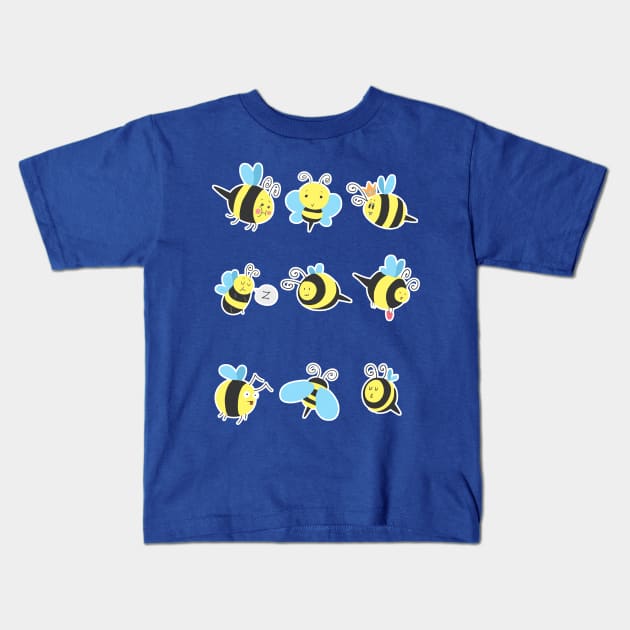 Nine Cute Little Bumblebees Kids T-Shirt by saradaboru